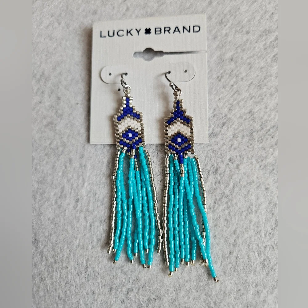Lucky Brand Blue and Silver Beaded Earrings - Picture 4 of 8
